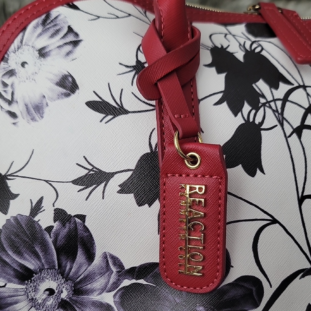 Reaction Kenneth Cole Black, White and Red Floral Shoulder Bag - Picture 2 of 16
